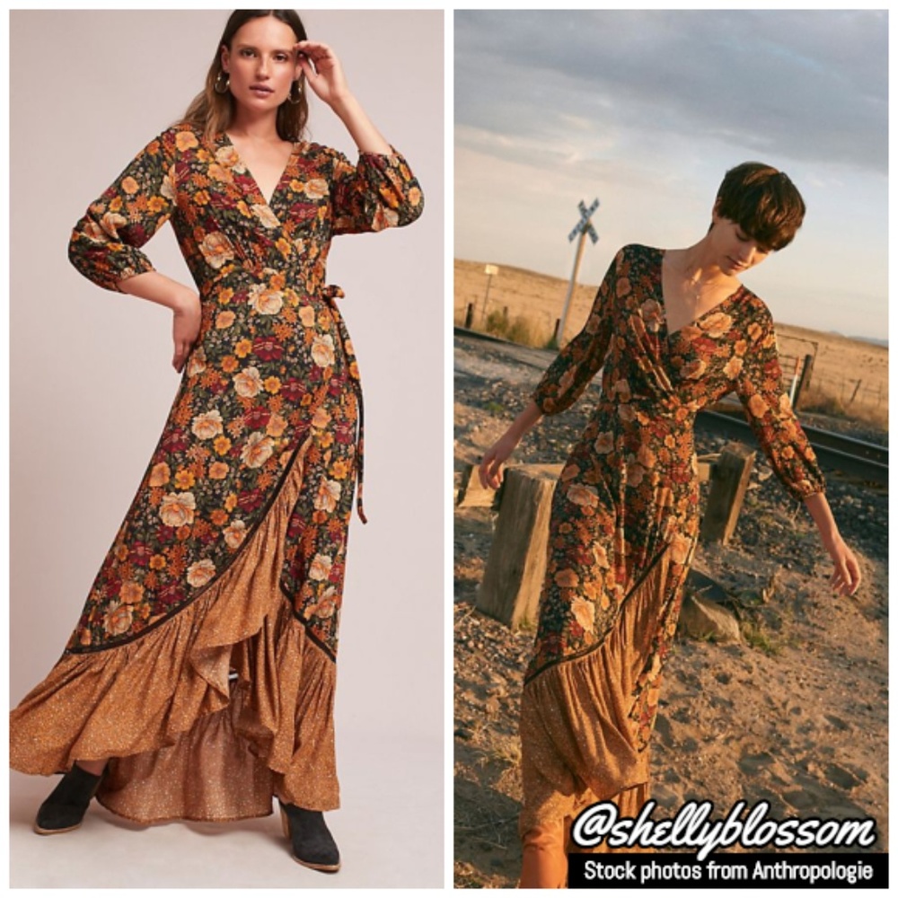 Anthropologie Farm Rio Madrid Wrap Maxi Dress S